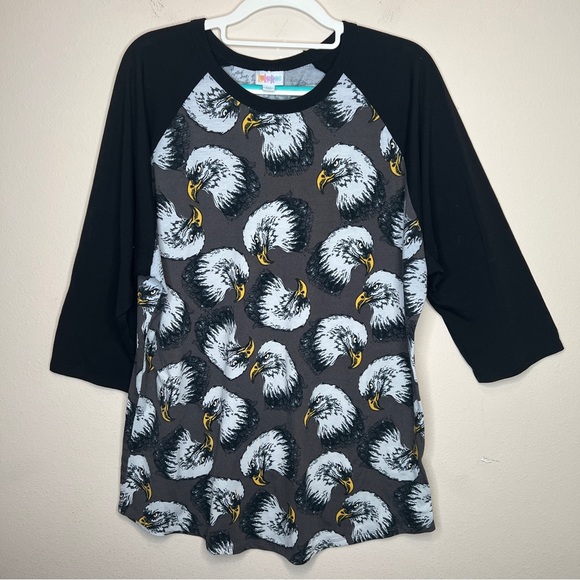 Lularoe Americana Eagle Randy Baseball Tee 2XL Black and Grey - Picture 1 of 5